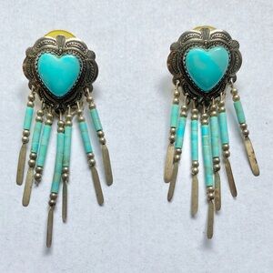 Sterling Silver and Turquoise Heart Dangle Earrings
